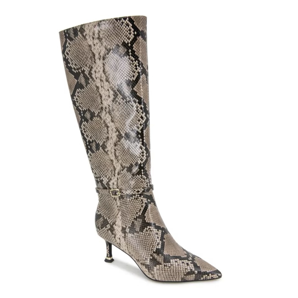 🚨🔻Kenneth Cole New York Knee-High Boots Utah | Size 6 | Taupe Snake | NWB - Picture 2 of 5